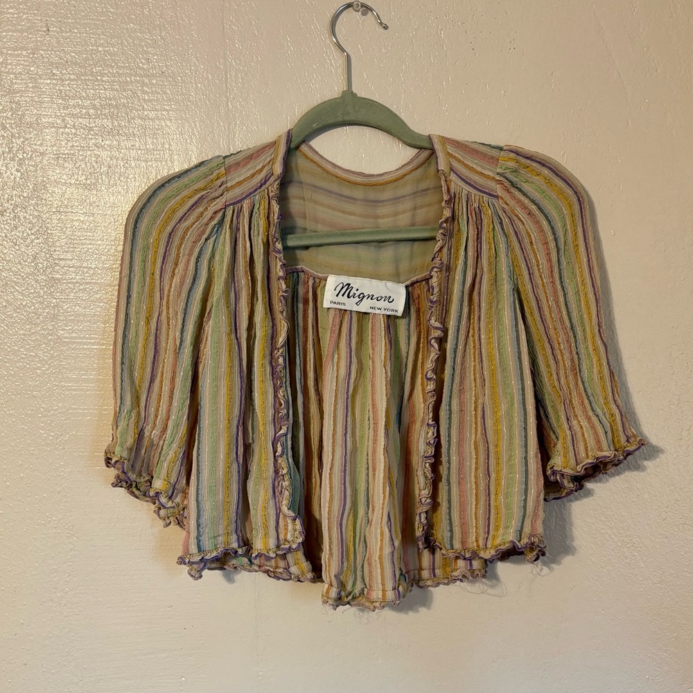 Parisian pastel striped shrug